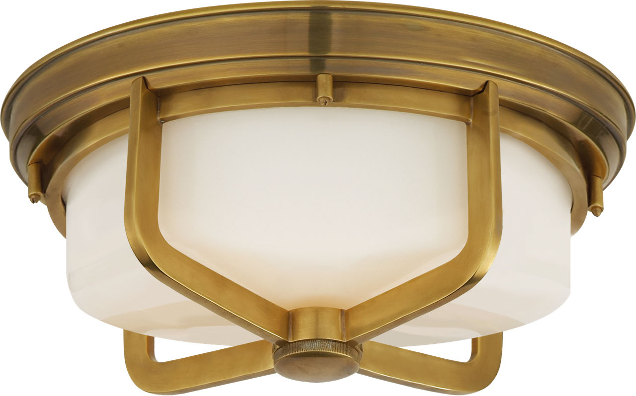 Milton Large Flush Mount | Hand-Rubbed Antique Brass | White Glass