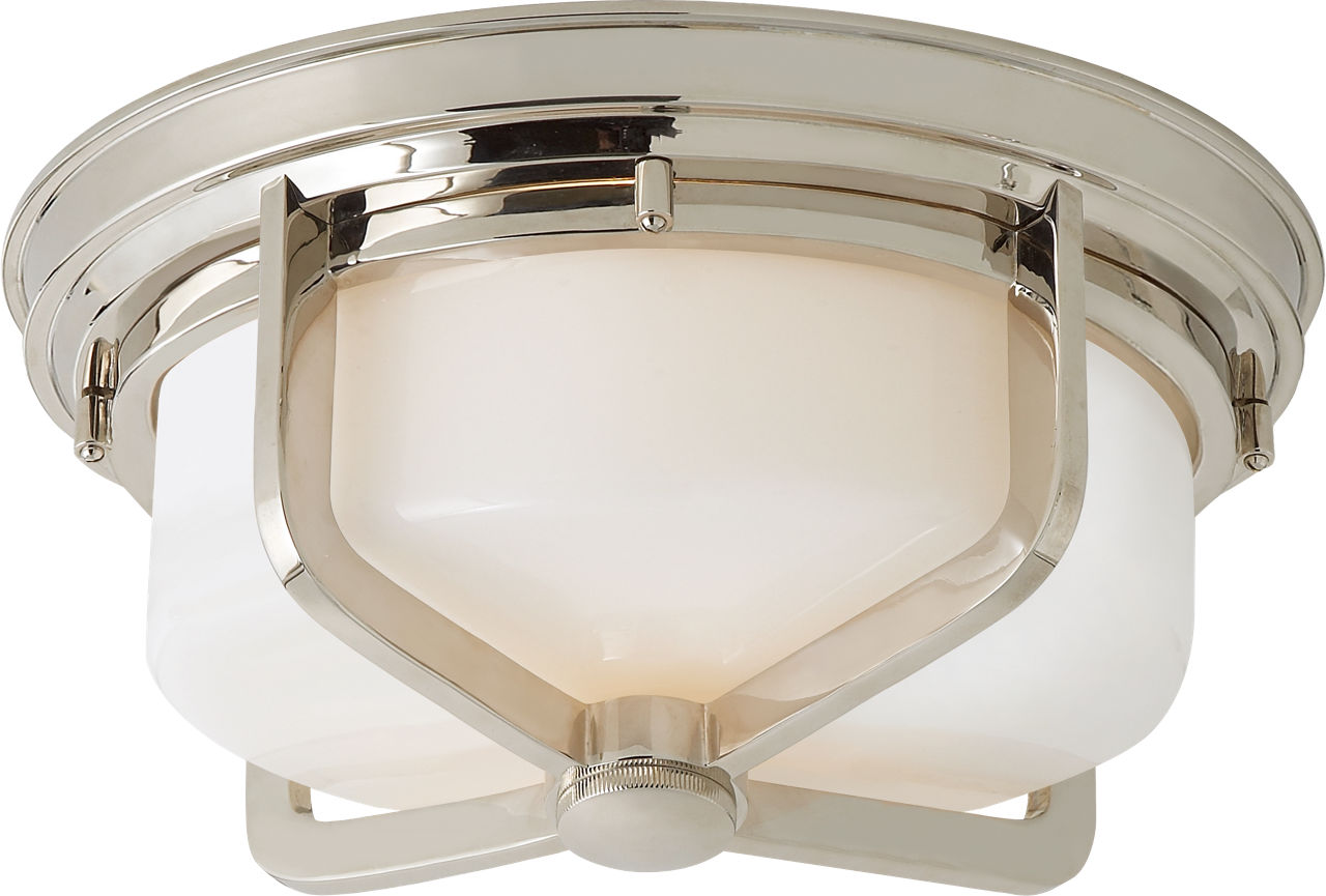 Milton Large Flush Mount | Polished Nickel | White Glass