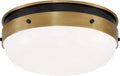 Hicks Small Flush Mount | Bronze and Hand-Rubbed Antique Brass | White Glass