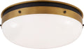 Hicks Medium Flush Mount | Bronze and Hand-Rubbed Antique Brass | White Glass