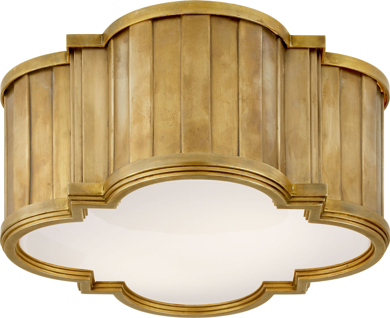 Tilden Small Flush Mount | Hand-Rubbed Antique Brass | White Glass