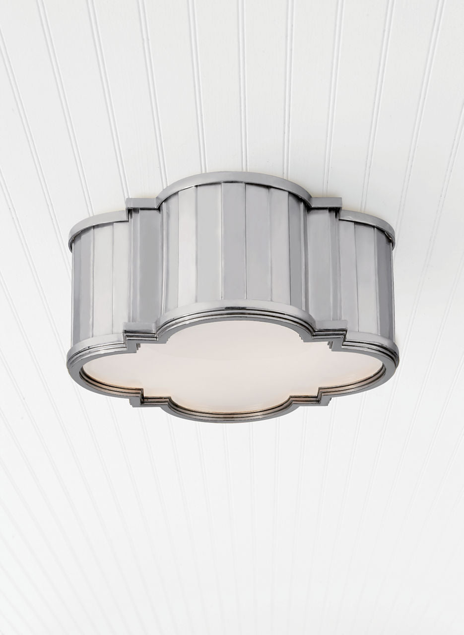 Tilden Small Flush Mount | Polished Nickel | White Glass