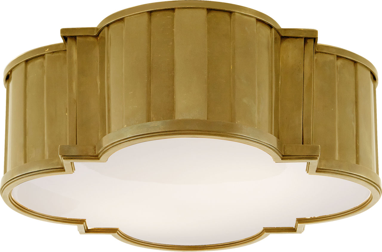 Tilden Large Flush Mount | Hand-Rubbed Antique Brass | White Glass