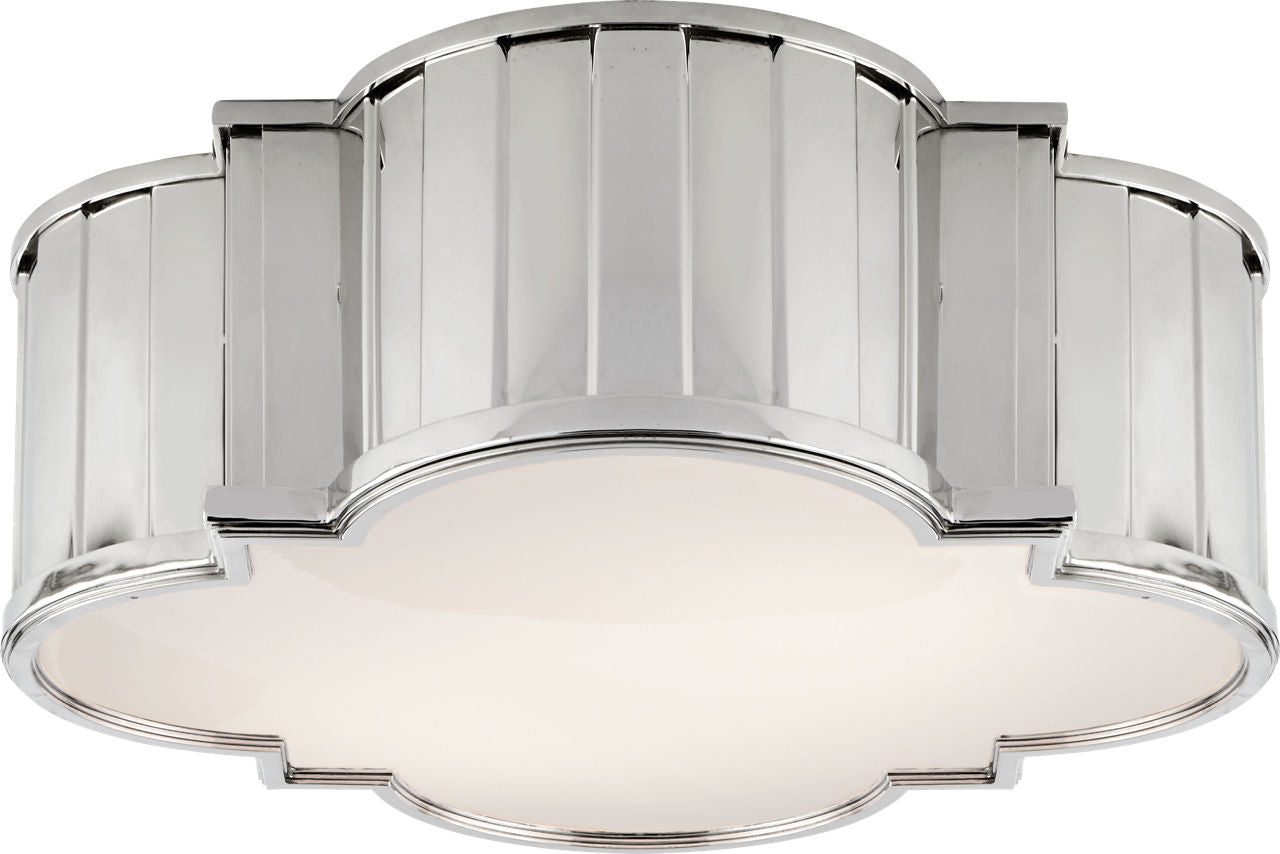 Tilden Large Flush Mount | Polished Nickel | White Glass