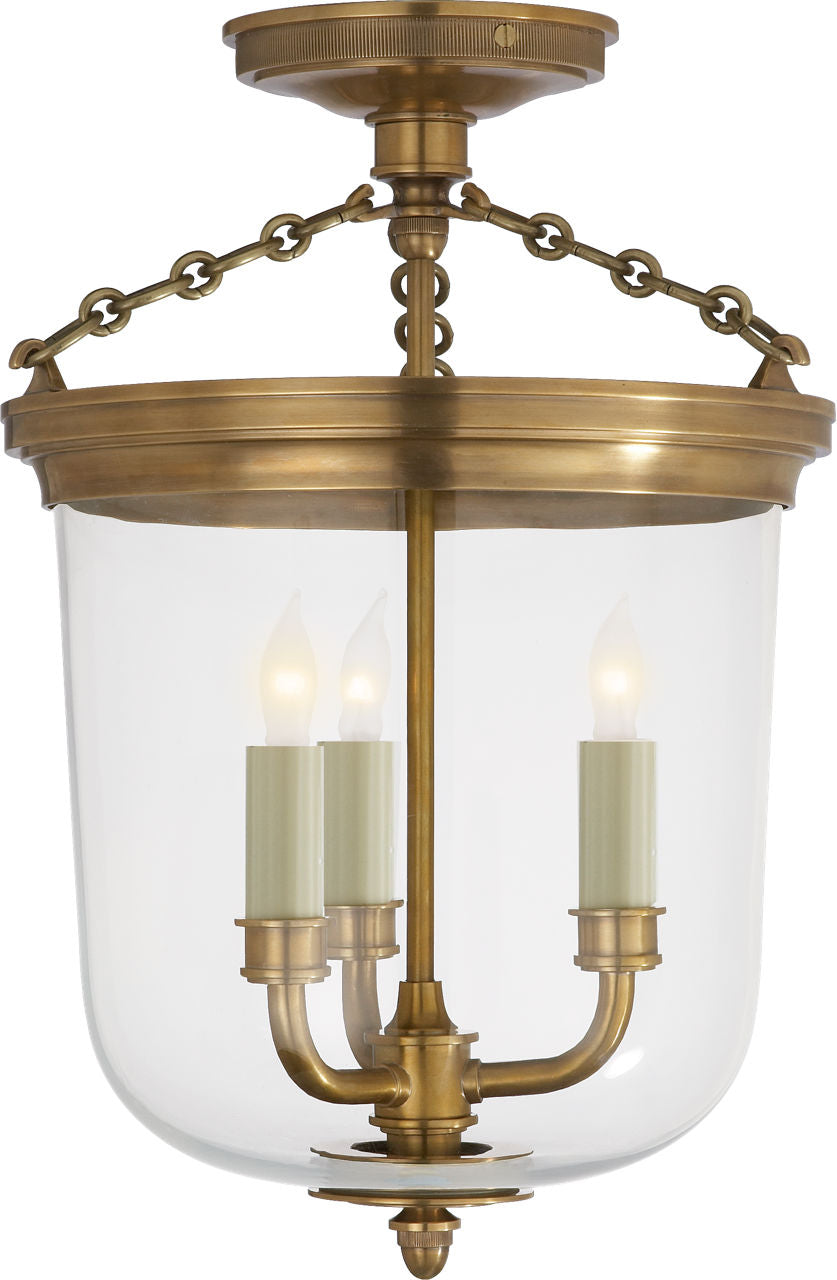 Merchant Semi-Flush | Hand-Rubbed Antique Brass | Clear Glass