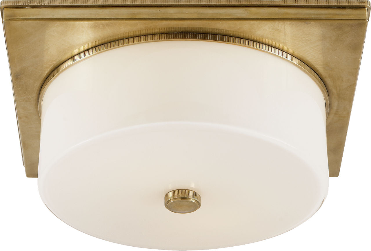 Newhouse Circular Flush Mount | Hand-Rubbed Antique Brass | White Glass