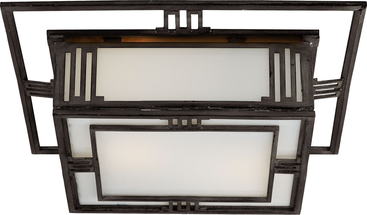 Enrique Flush Mount | Aged Iron | White Glass