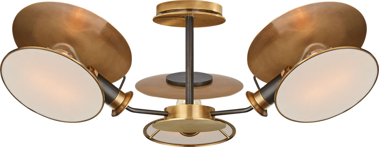 Osiris Medium Reflector Semi-Flush Mount | Bronze and HAB | Linen Diffusers