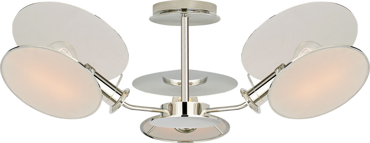 Osiris Medium Reflector Semi-Flush Mount | Polished Nickel | Linen Diffusers