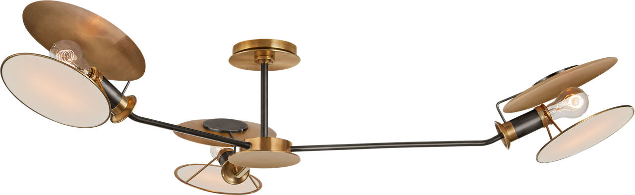 Osiris Large Asymmetric Semi-Flush Mount | Bronze and Brass | Linen Diffusers