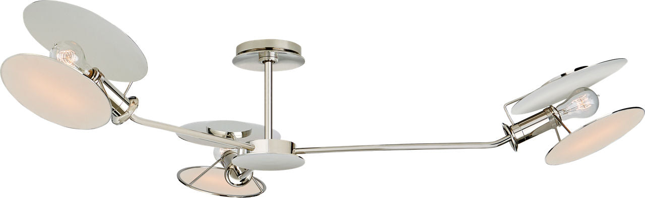Osiris Large Asymmetric Semi-Flush Mount | Polished Nickel | Linen Diffusers