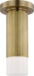 Ace Mini Monopoint Flush Mount | Hand-Rubbed Antique Brass | White Glass