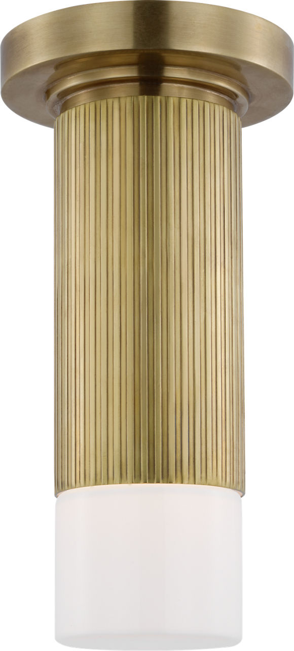Ace Mini Monopoint Flush Mount | Hand-Rubbed Antique Brass | White Glass