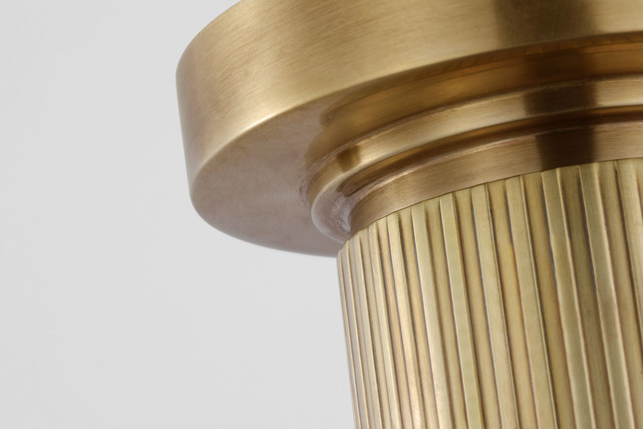 Ace Mini Monopoint Flush Mount | Hand-Rubbed Antique Brass | White Glass