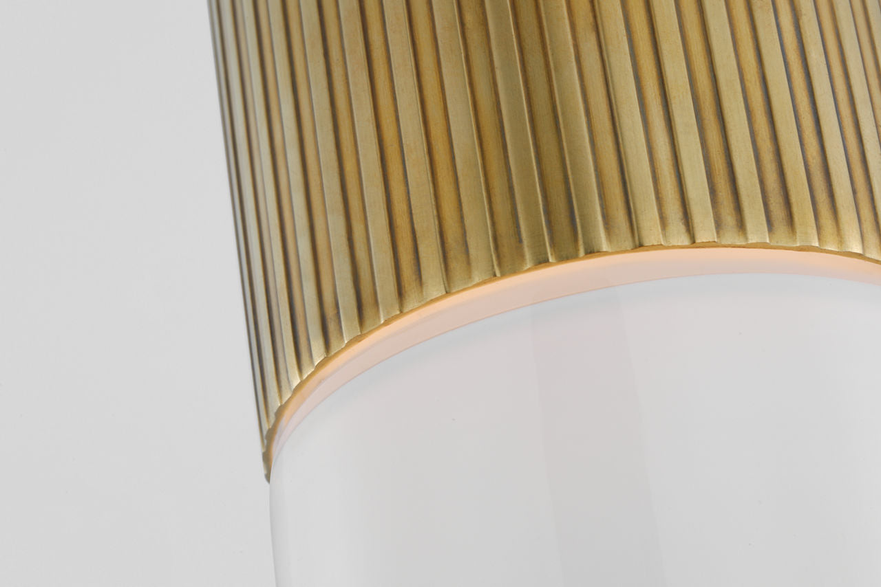 Ace Mini Monopoint Flush Mount | Hand-Rubbed Antique Brass | White Glass