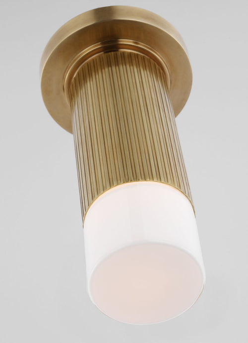 Ace Mini Monopoint Flush Mount | Hand-Rubbed Antique Brass | White Glass