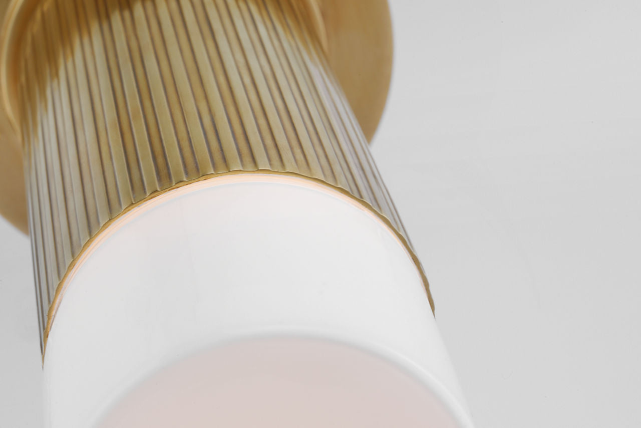Ace Mini Monopoint Flush Mount | Hand-Rubbed Antique Brass | White Glass