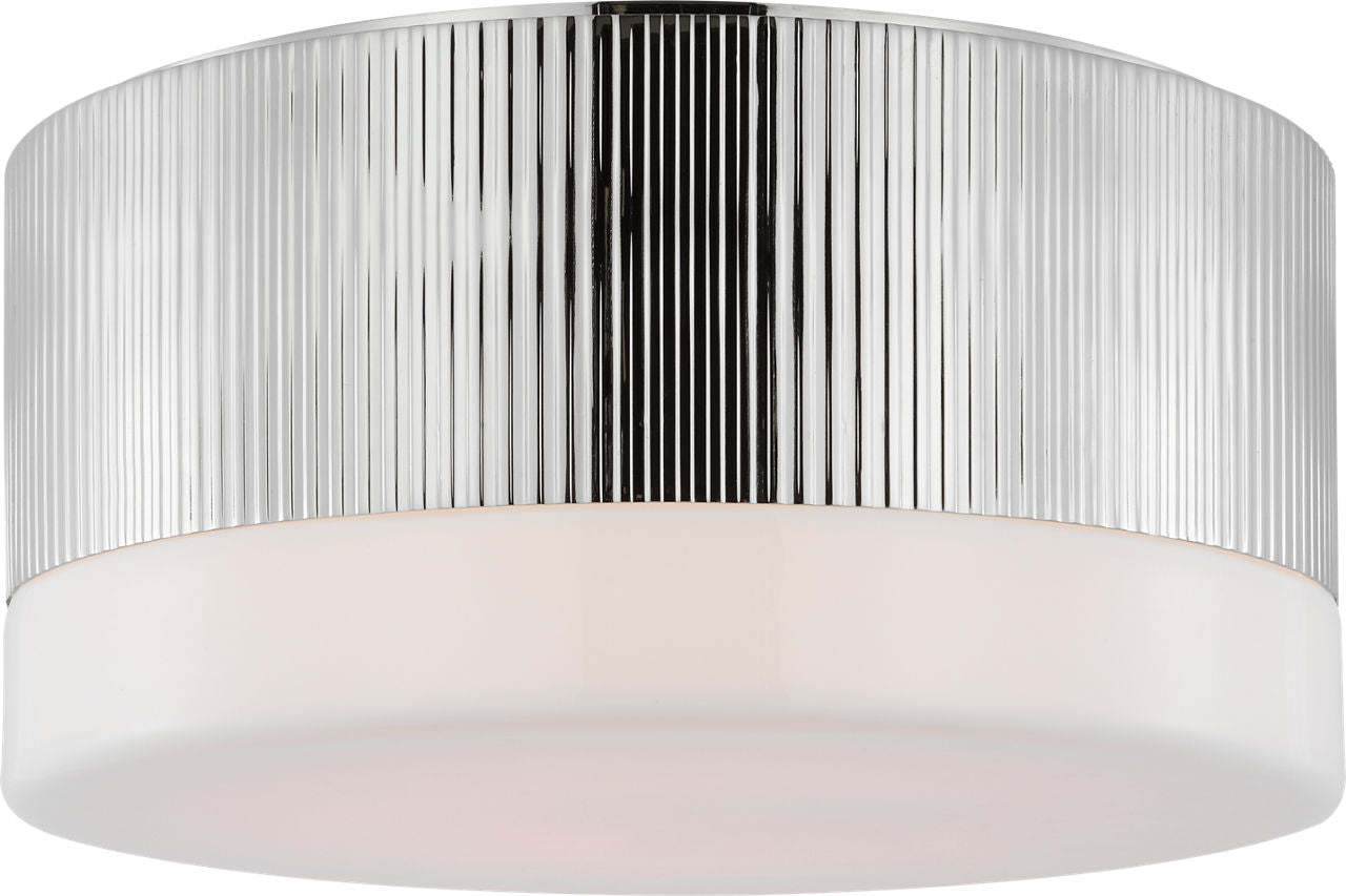 Ace 12" Flush Mount | Polished Nickel | White Glass