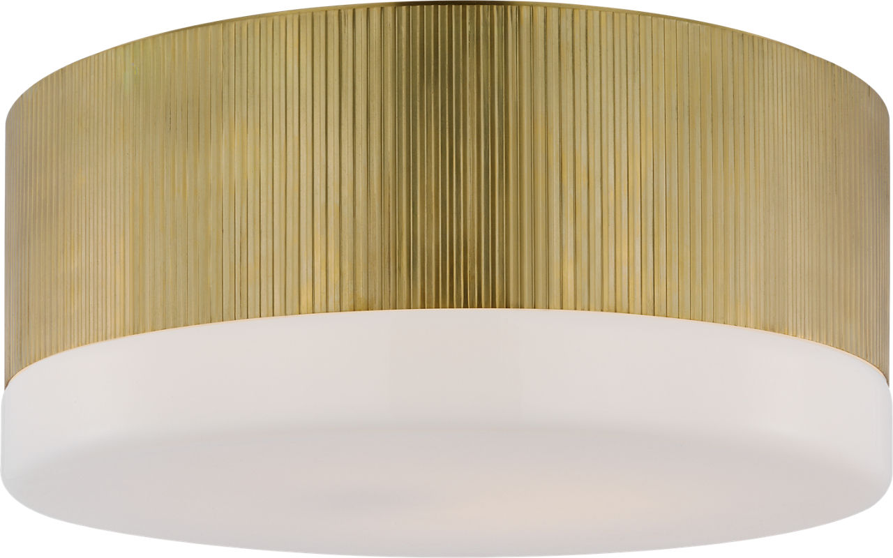 Ace 17" Flush Mount | Hand-Rubbed Antique Brass | White Glass
