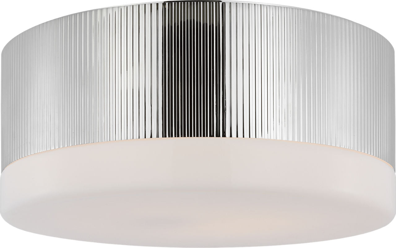 Ace 17" Flush Mount | Polished Nickel | White Glass