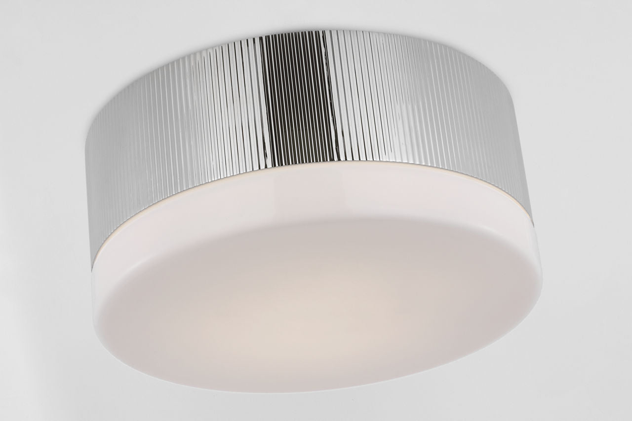Ace 17" Flush Mount | Polished Nickel | White Glass