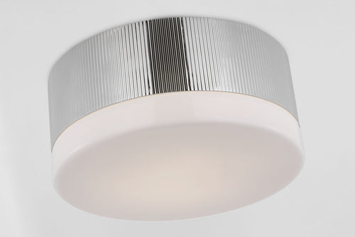 Ace 17" Flush Mount | Polished Nickel | White Glass