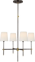 Bryant Small Chandelier | Bronze and Hand-Rubbed Antique Brass | Linen Shades