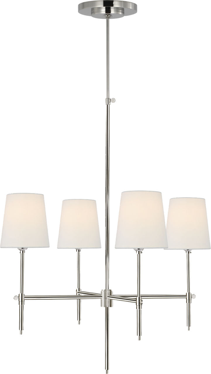 Bryant Small Chandelier | Polished Nickel | Linen Shades