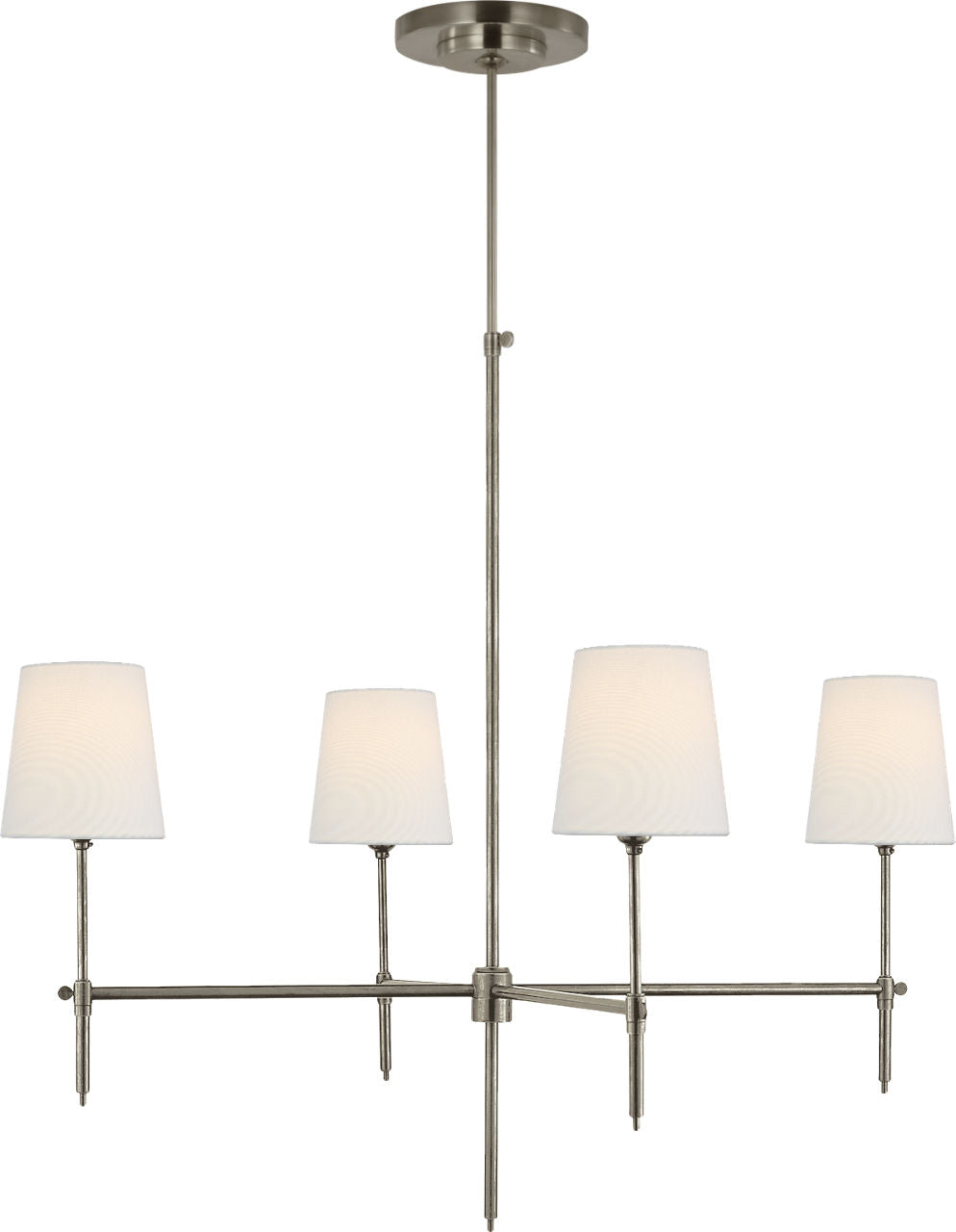 Bryant Large Chandelier | Antique Nickel | Linen Shades
