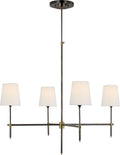 Bryant Large Chandelier | Bronze and Hand-Rubbed Antique Brass | Linen Shades