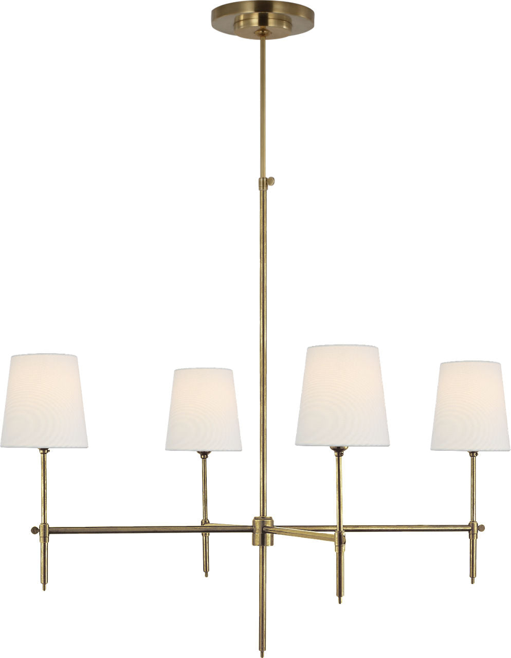 Bryant Large Chandelier | Hand-Rubbed Antique Brass | Linen Shades