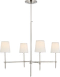 Bryant Large Chandelier | Polished Nickel | Linen Shades