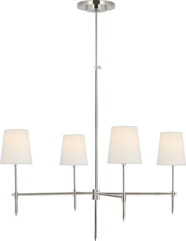 Bryant Large Chandelier | Polished Nickel | Linen Shades