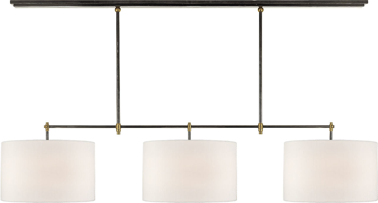 Bryant Large Billiard | Bronze and Hand-Rubbed Antique Brass | Linen Shades