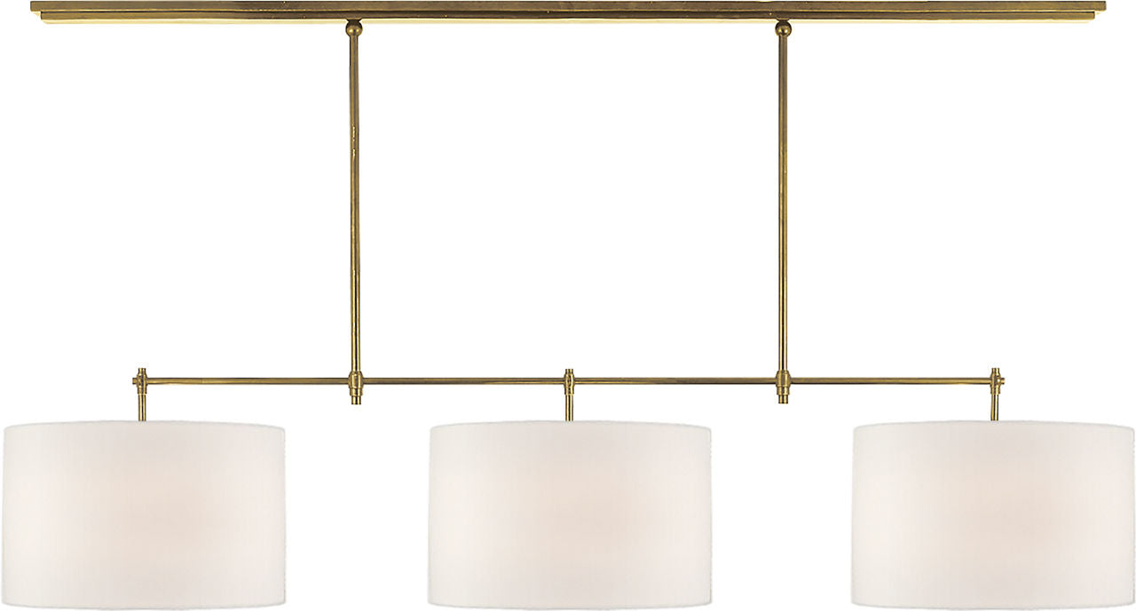Bryant Large Billiard | Hand-Rubbed Antique Brass | Linen Shades