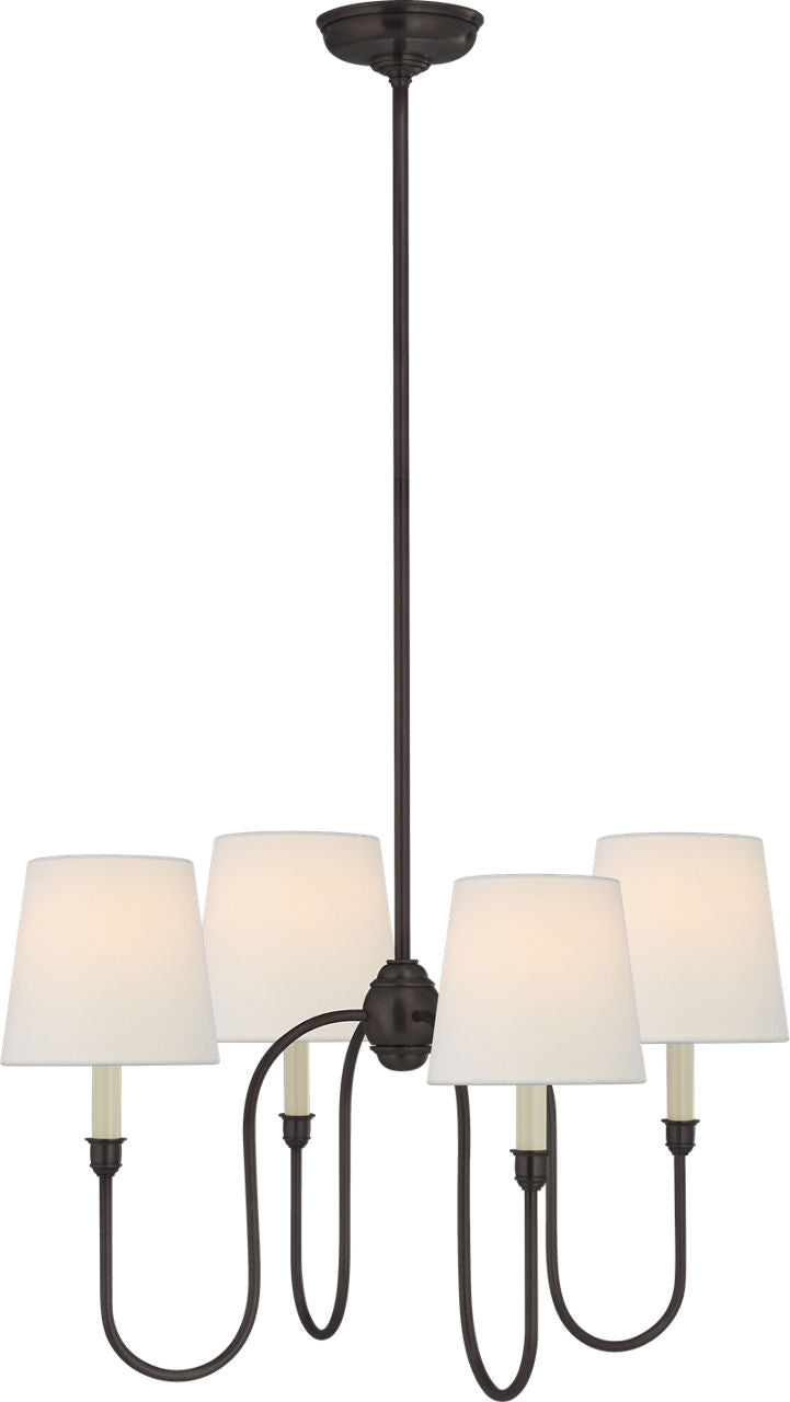 Vendome Small Chandelier | Bronze | Linen Shades