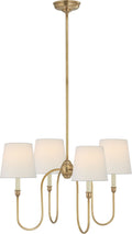Vendome Small Chandelier | Hand-Rubbed Antique Brass | Linen Shades