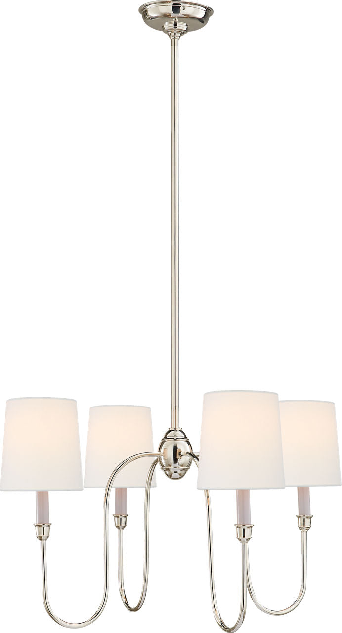 Vendome Small Chandelier | Polished Nickel | Linen Shades