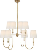 Vendome Large Chandelier | Hand-Rubbed Antique Brass | Linen Shades