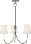 Reed Small Chandelier | Antique Nickel | Linen Shades