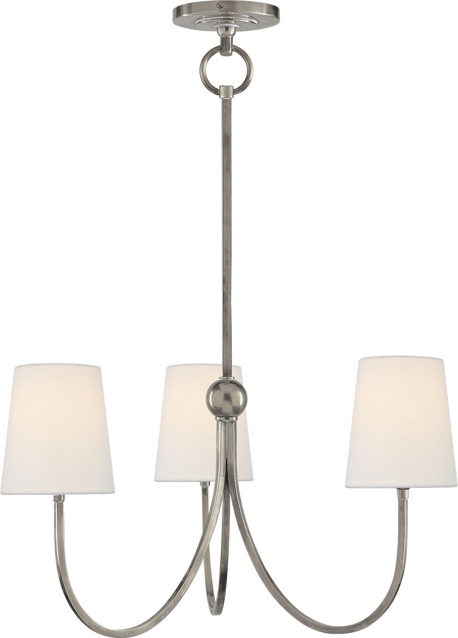 Reed Small Chandelier | Antique Nickel | Linen Shades