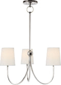 Reed Small Chandelier | Polished Nickel | Linen Shades