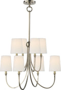 Reed Large Chandelier | Antique Nickel | Linen Shades