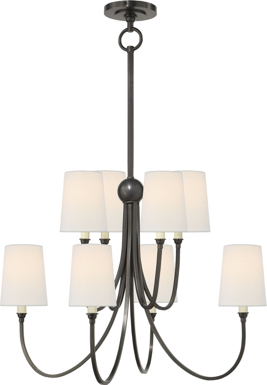 Reed Large Chandelier | Bronze | Linen Shades