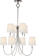 Reed Large Chandelier | Polished Nickel | Linen Shades