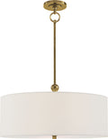 Reed Hanging Shade | Hand-Rubbed Antique Brass | Linen Shade