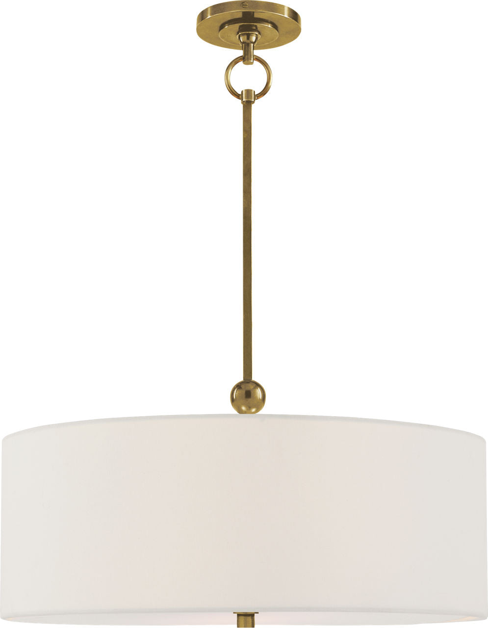Reed Hanging Shade | Hand-Rubbed Antique Brass | Linen Shade