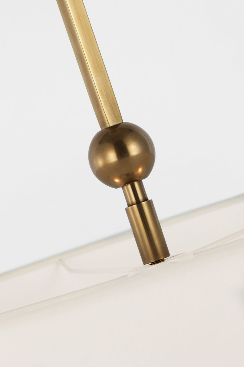 Reed Hanging Shade | Hand-Rubbed Antique Brass | Linen Shade