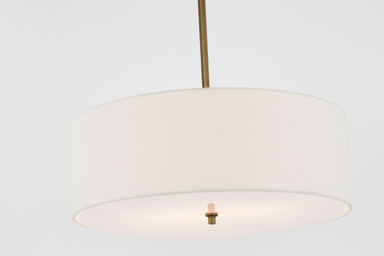Reed Hanging Shade | Hand-Rubbed Antique Brass | Linen Shade
