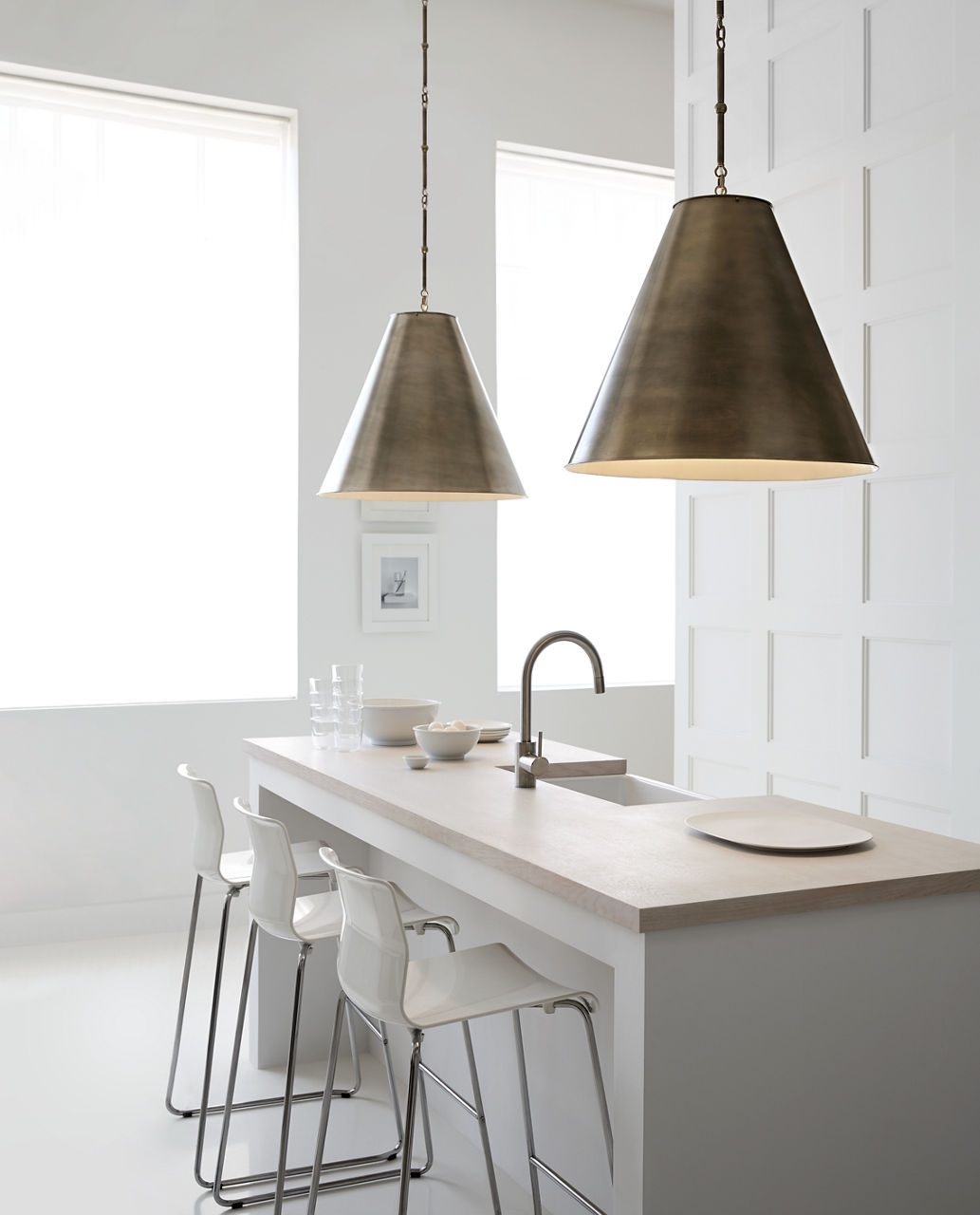 Goodman Large Hanging Lamp | Antique Nickel | Antique Nickel Shade